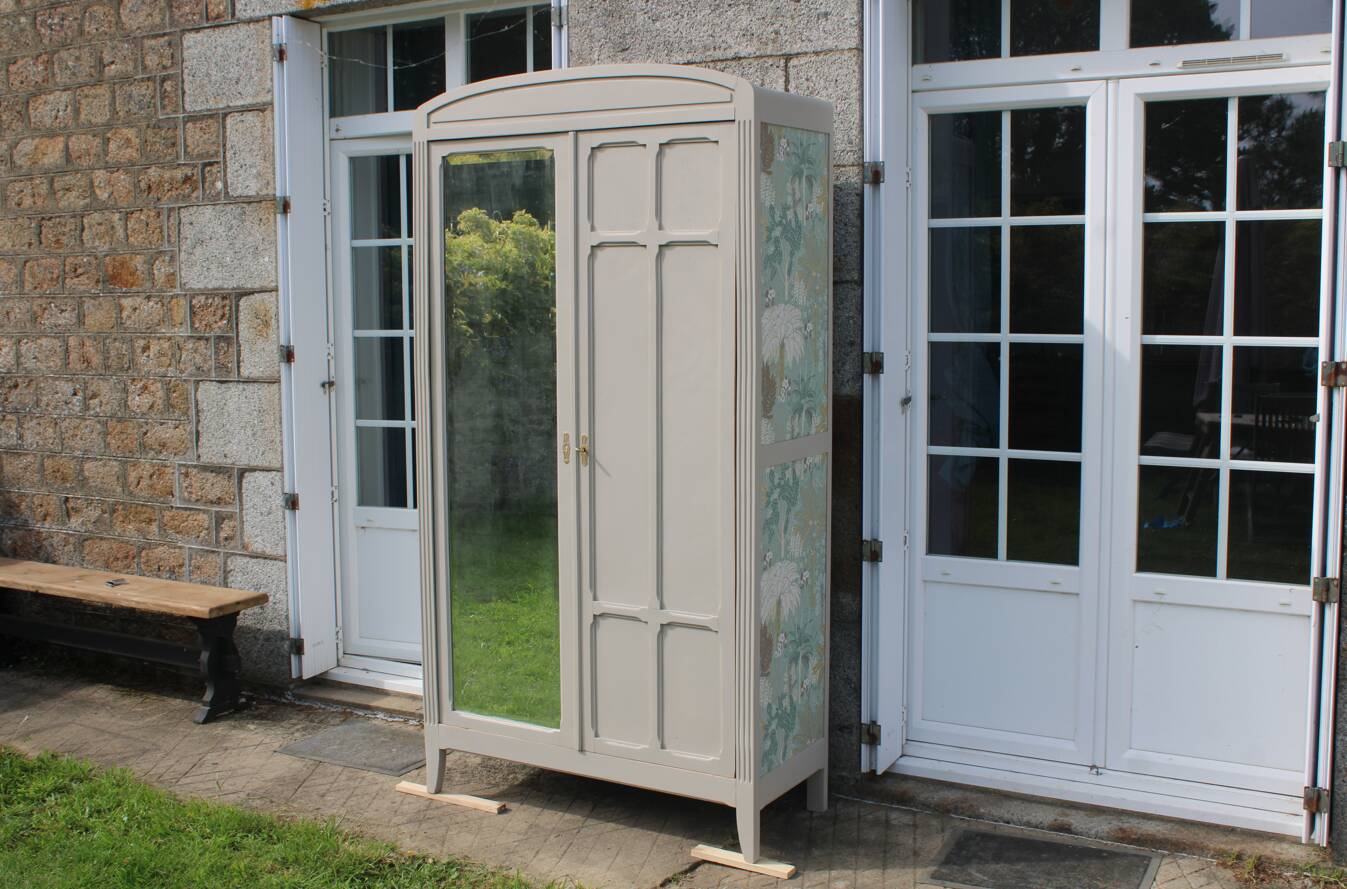 Vintage Parisian upholstered wardrobe