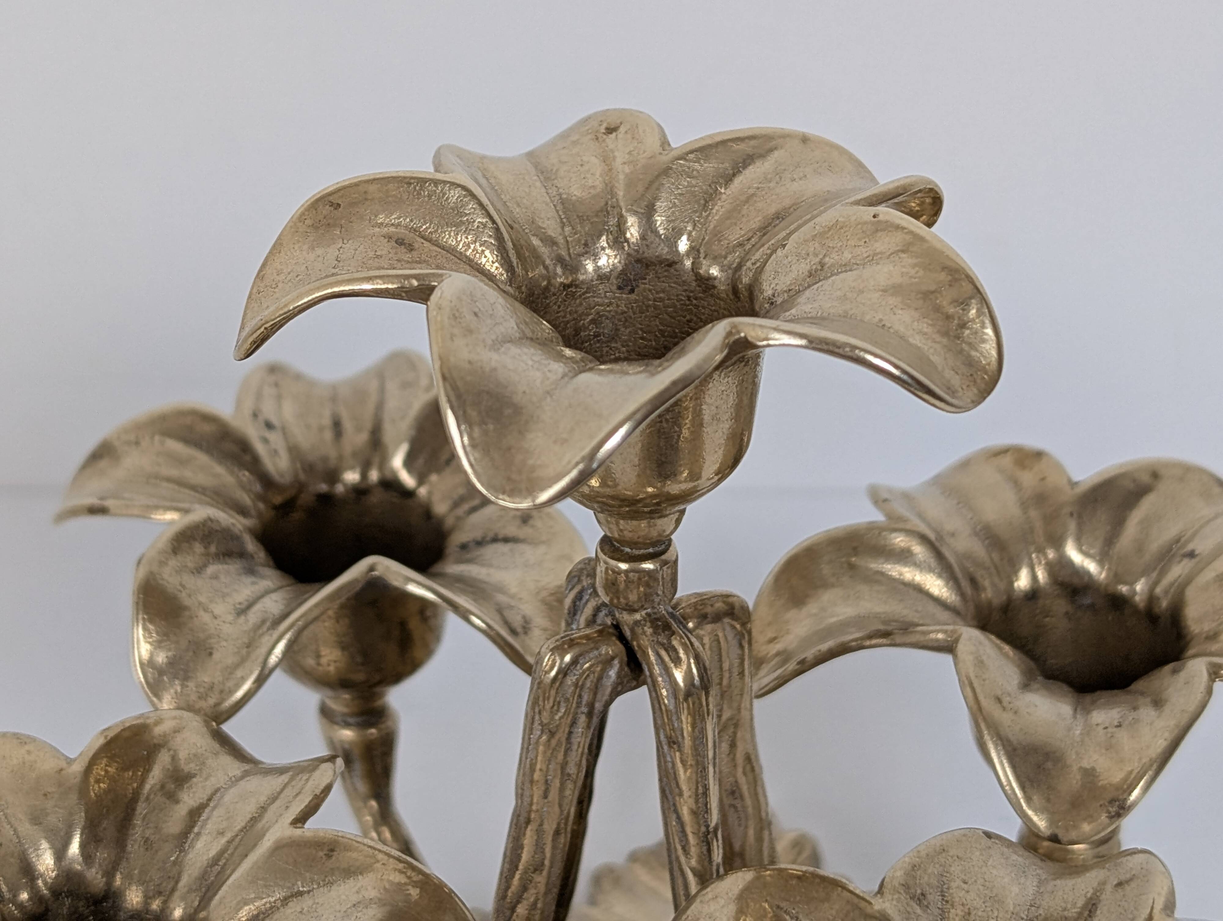 Brass flower candle holder