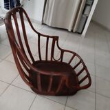 1960s rattan armchair, low to the ground