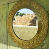 Round vintage brass mirror