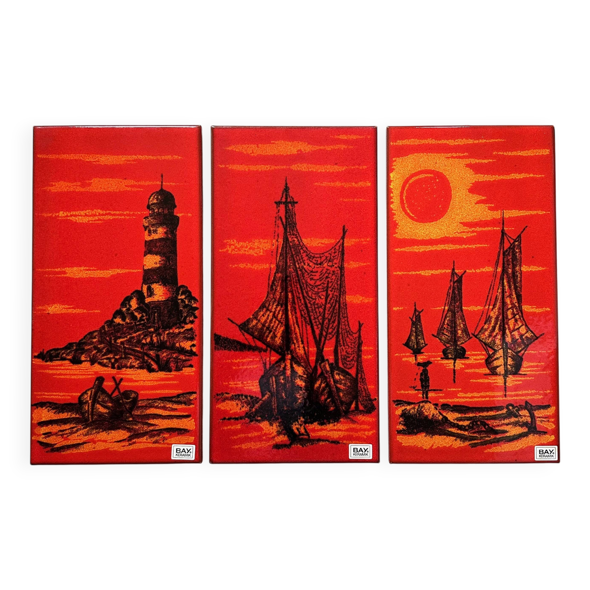 Mid-century wall art, Fat Lava wall plate by Bay Keramik