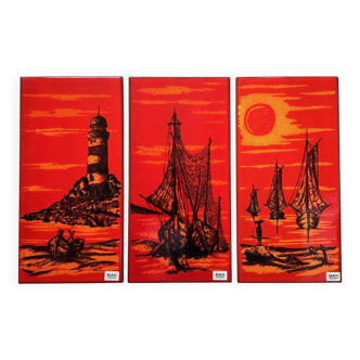Mid-century wall art, Fat Lava wall plate by Bay Keramik