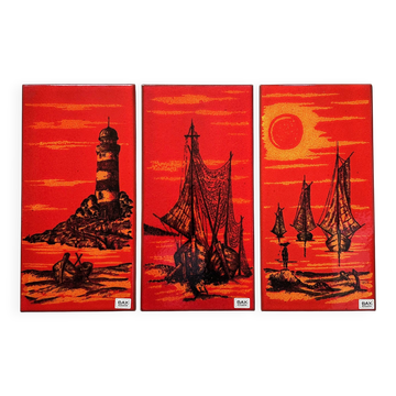 Art mural du milieu du siècle, assiette murale Fat Lava de Bay Keramik