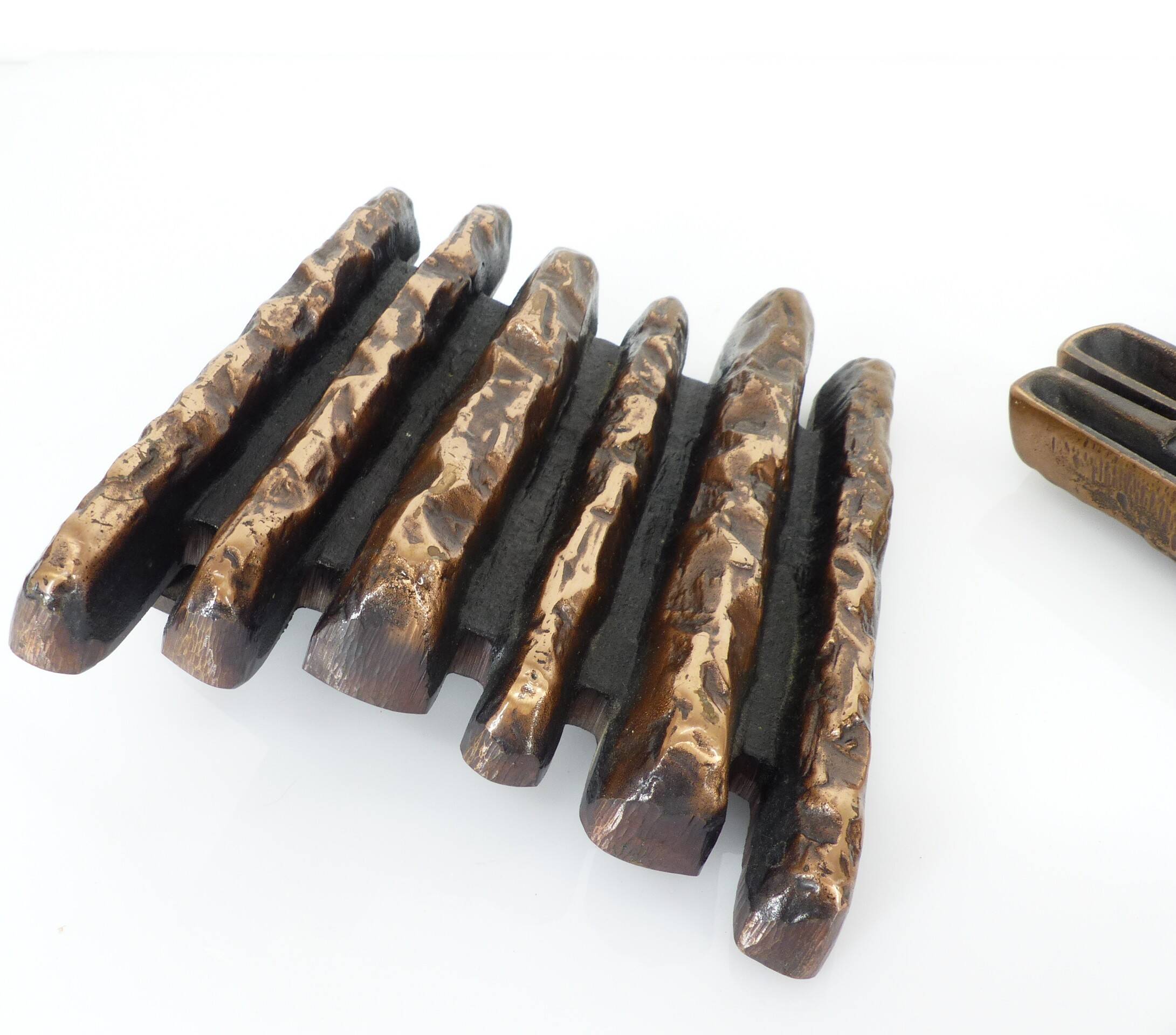 Brutalist bronze door handles, Alpan, Germany, circa 1970