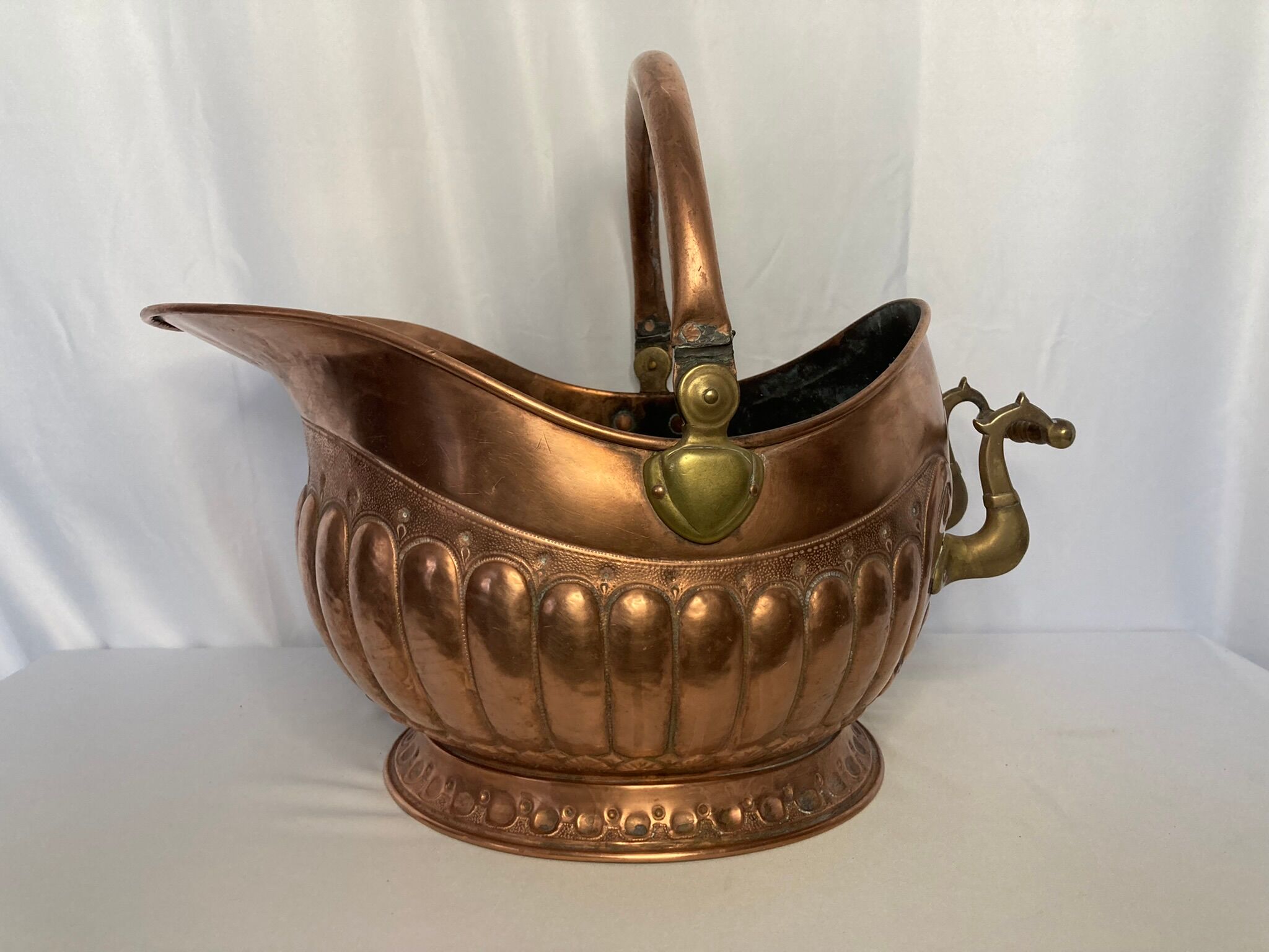 19th century copper and brass coal bucket