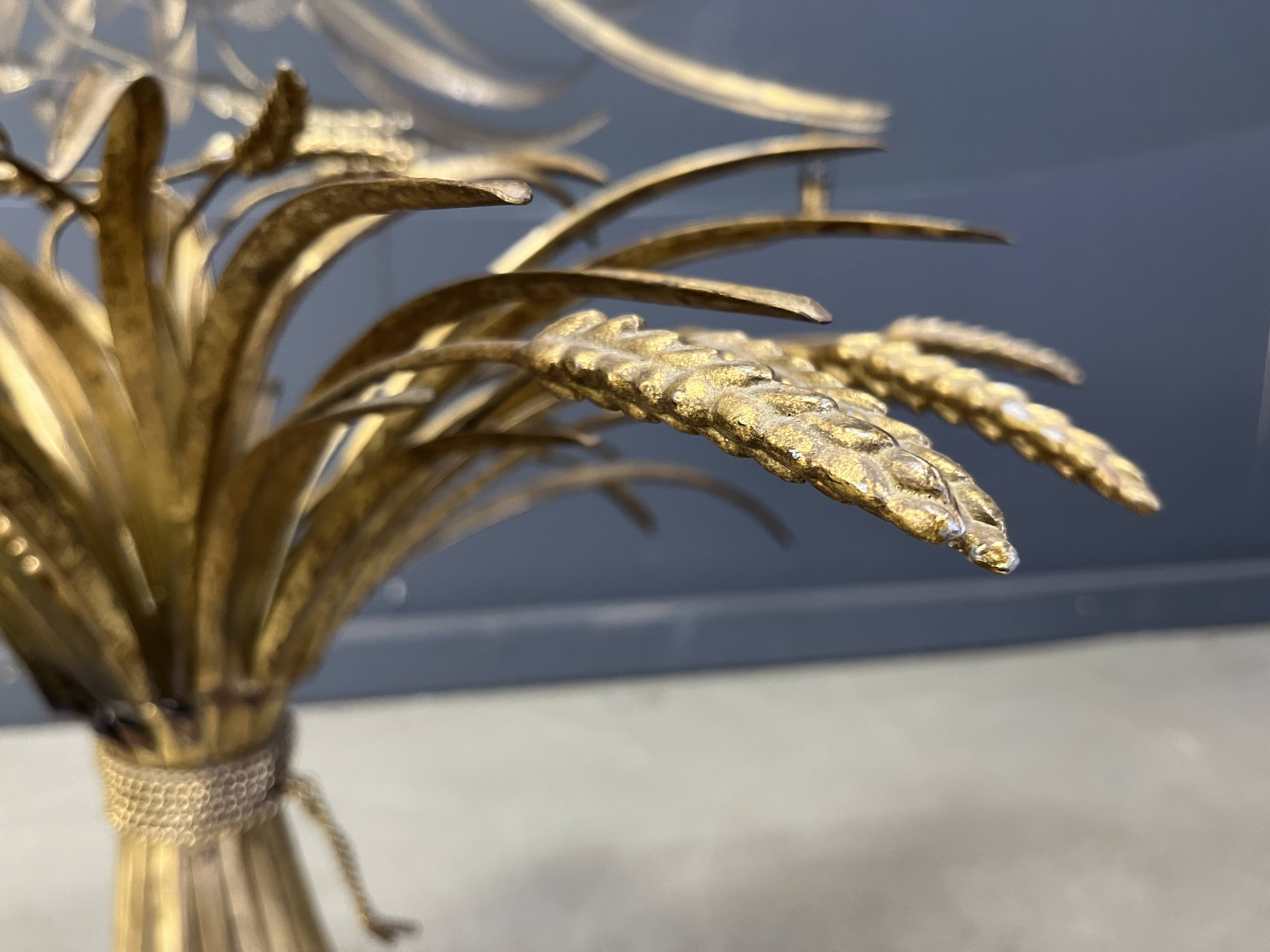 Vintage gilt metal sheaf of wheat coco chanel coffee table, 1960s