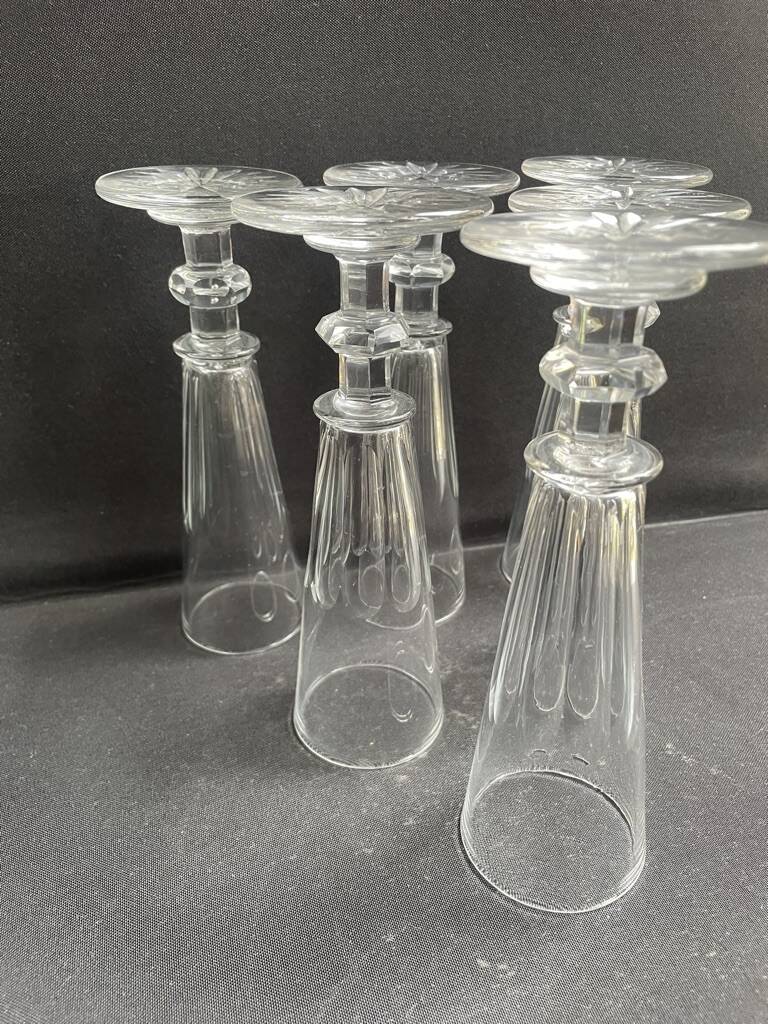6 Baccarat/Saint Louis champagne flutes - Mid 19th century