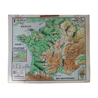 Carte scolaire ancienne N°2/2 Bis « France – Cours d'eau »