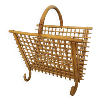 Porte revues en rotin vintage