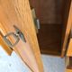 Wardrobe cabinet and drawers in oak and rattan feet compass Vintage year 60