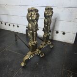 Pair of Empire neoclassical bronze andirons