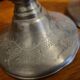 Pair of old Chinese candlesticks in engraved pewter