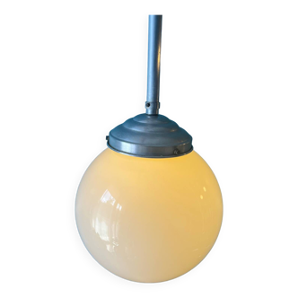 Old opaline glass globe ball pendant light