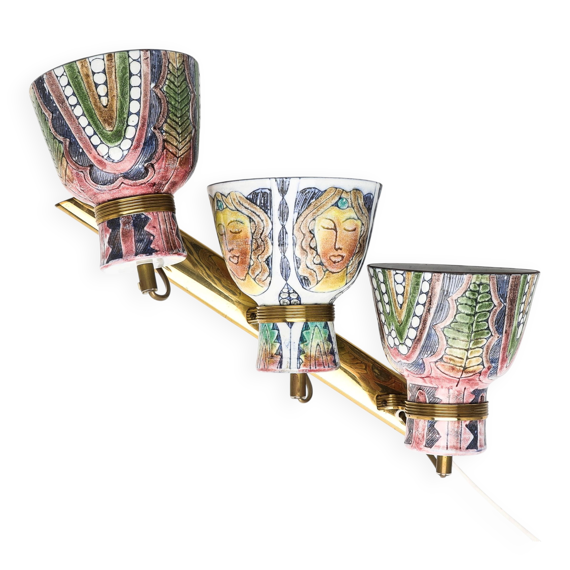 Applique en céramique Tilgmans peinte à la main Tilgmans Ceramic Sweden 1960