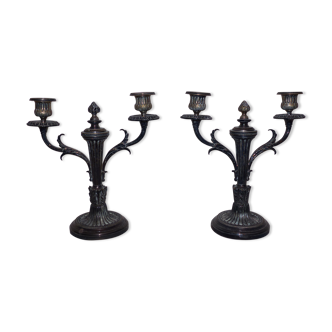 Brass chandelier pair