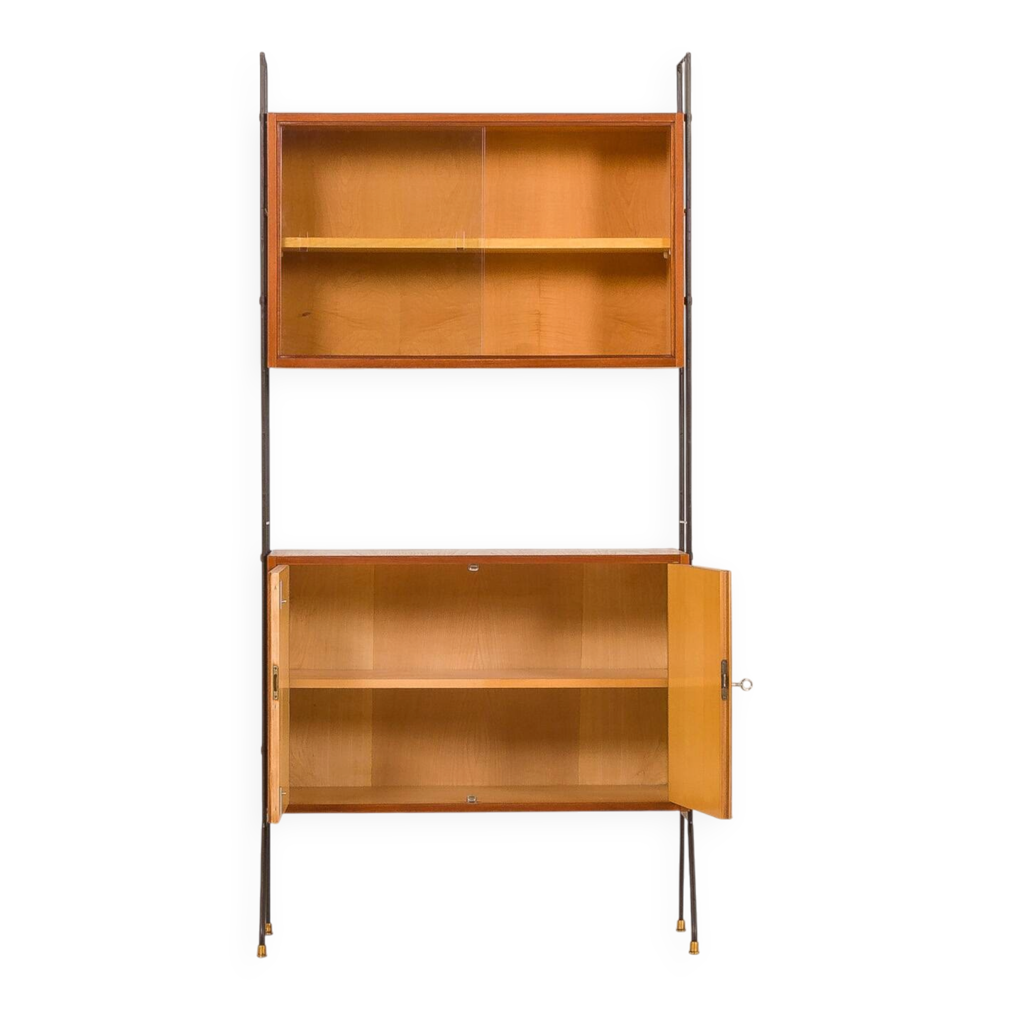 Italian mid-century free standing wall unit with a display cabinet, 1960s