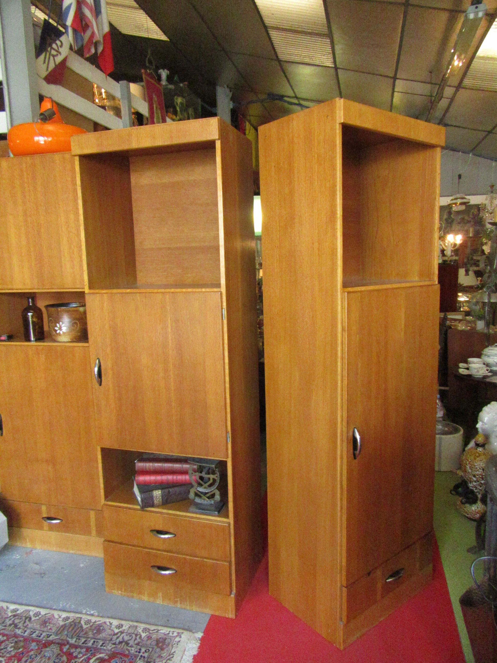 Meuble modulable de bureau ou de salon plaqué chêne des années 1960