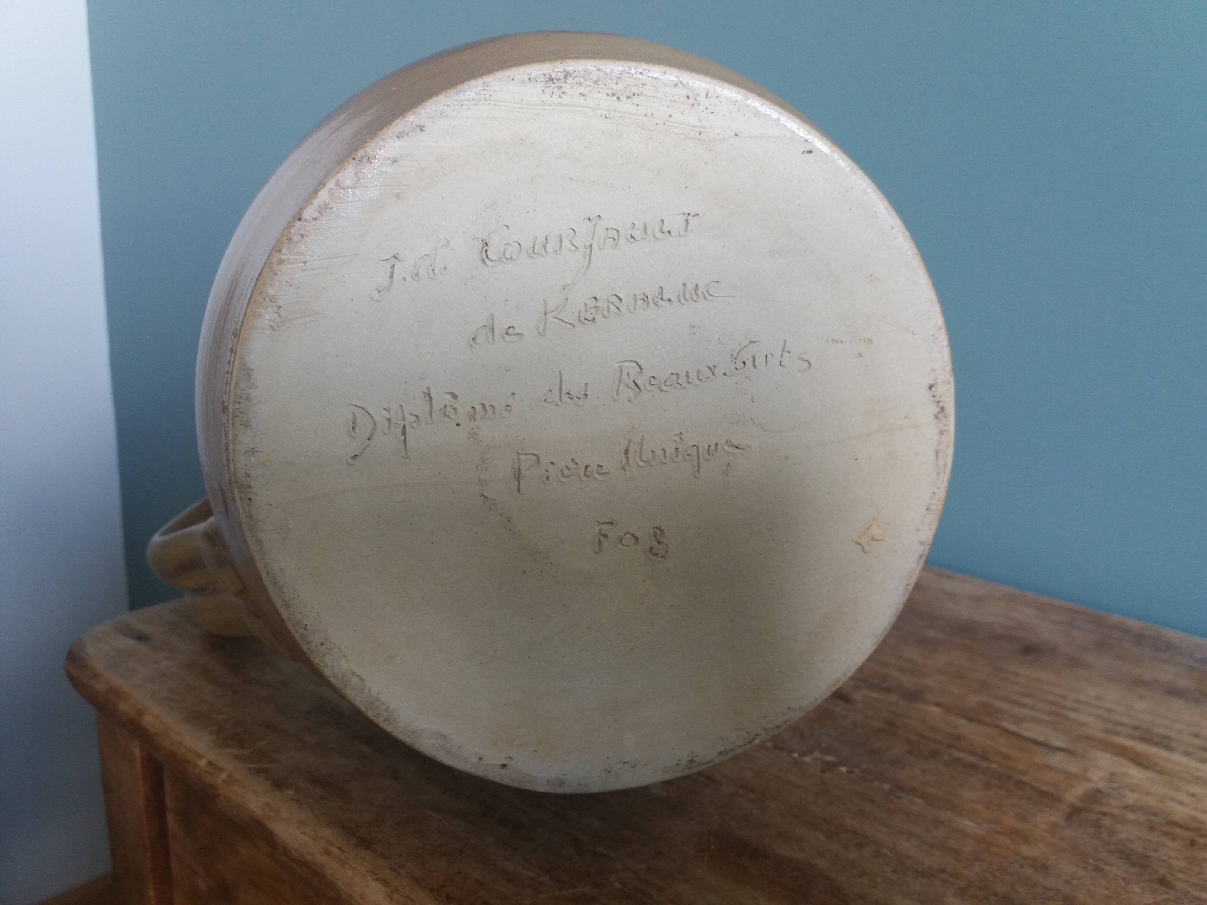 30 cm pitcher vase signed Jean-Claude Courjault Keraluc