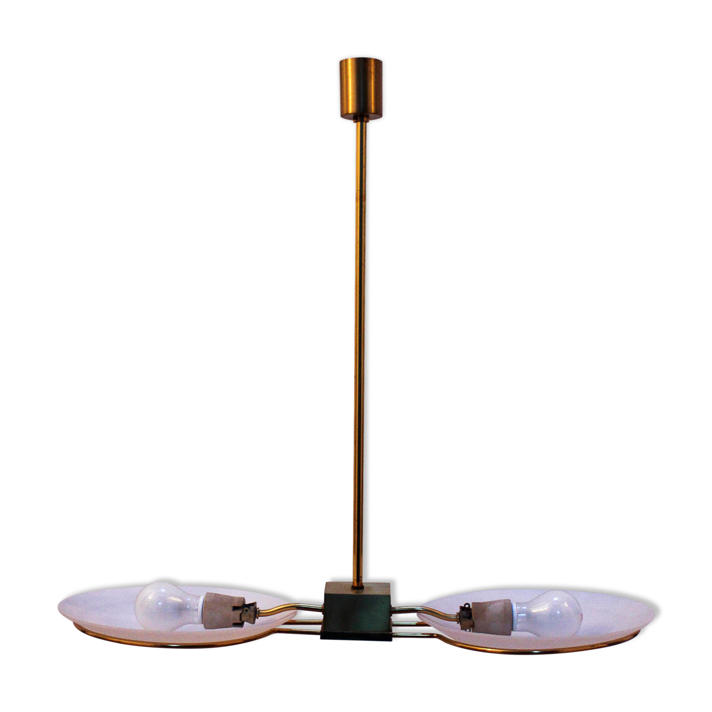 Brass pendant lamp Lucien Gau Paris 70s
