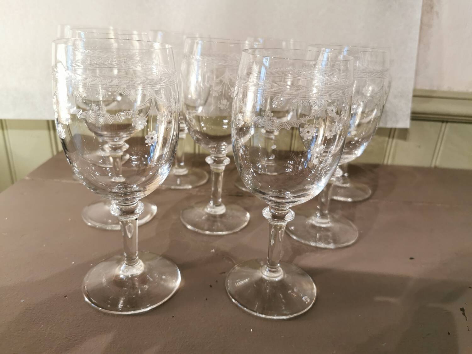 Set of 9 crystal glasses from the Napoleon III period