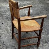 Set of 6 chairs and 2 armchairs, Brutalist style, 1950s