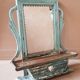 Mirror - Burmese Teak Art Deco wall shelf with original blue patina