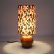 Bedside lamps, solid wood sphere base and printed cylinder lampshade