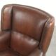 Subtle sheepskin wingback armchair with a deep cognac colour