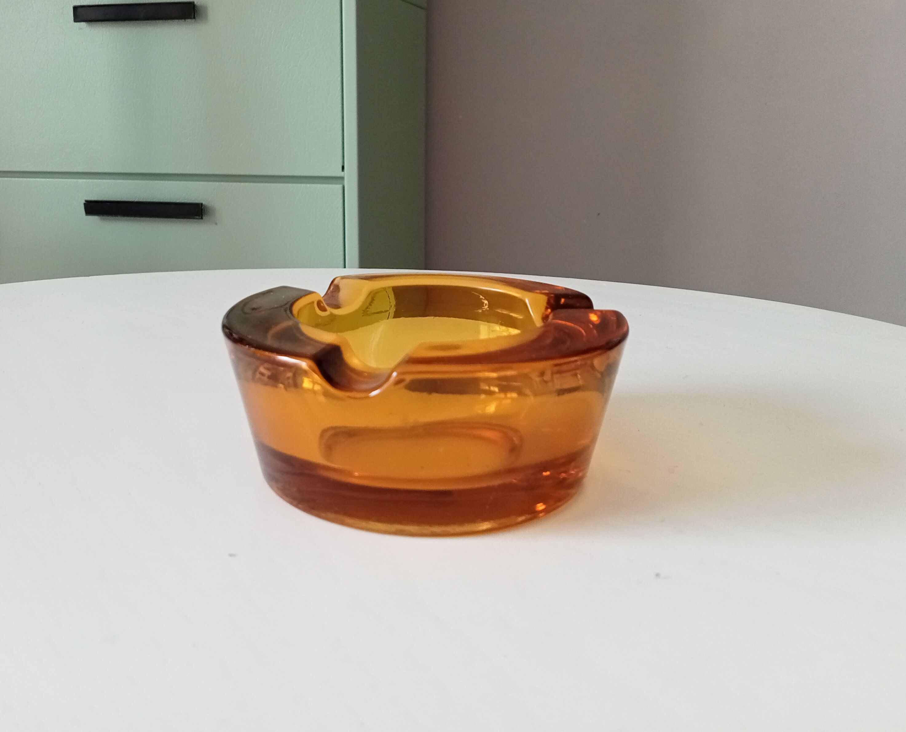 Vintage amber glass ashtray