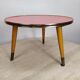 Guerdon small round coffee table red vintage tripod door plant formica