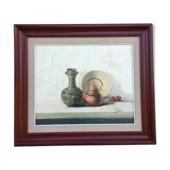 Framed canvas signed