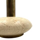 Travertine & brass table lamp base, Italy 1970s