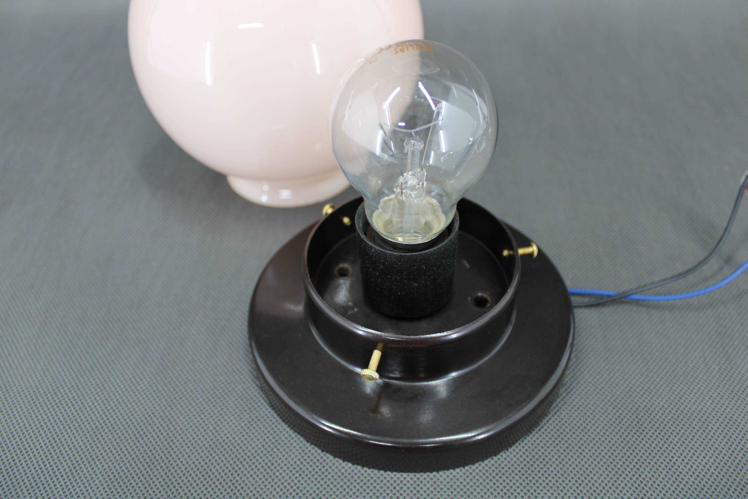 1950s Czechoslovakia recessed Bakelite glass lamp