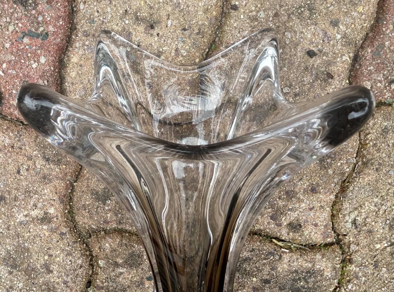 Smoky crystal designer vase, Murano Sommerso style, vintage, 1970s