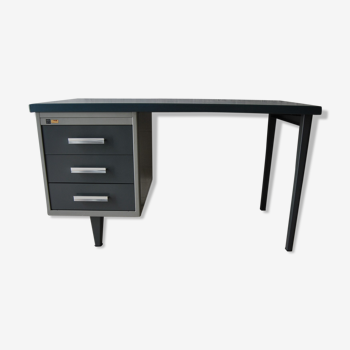 Grey/blue metal desk Gispen 60s