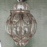 Glass and iron chandelier