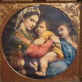 Virgin on the Chair by Raphael: Lithograph from the late 19th century.