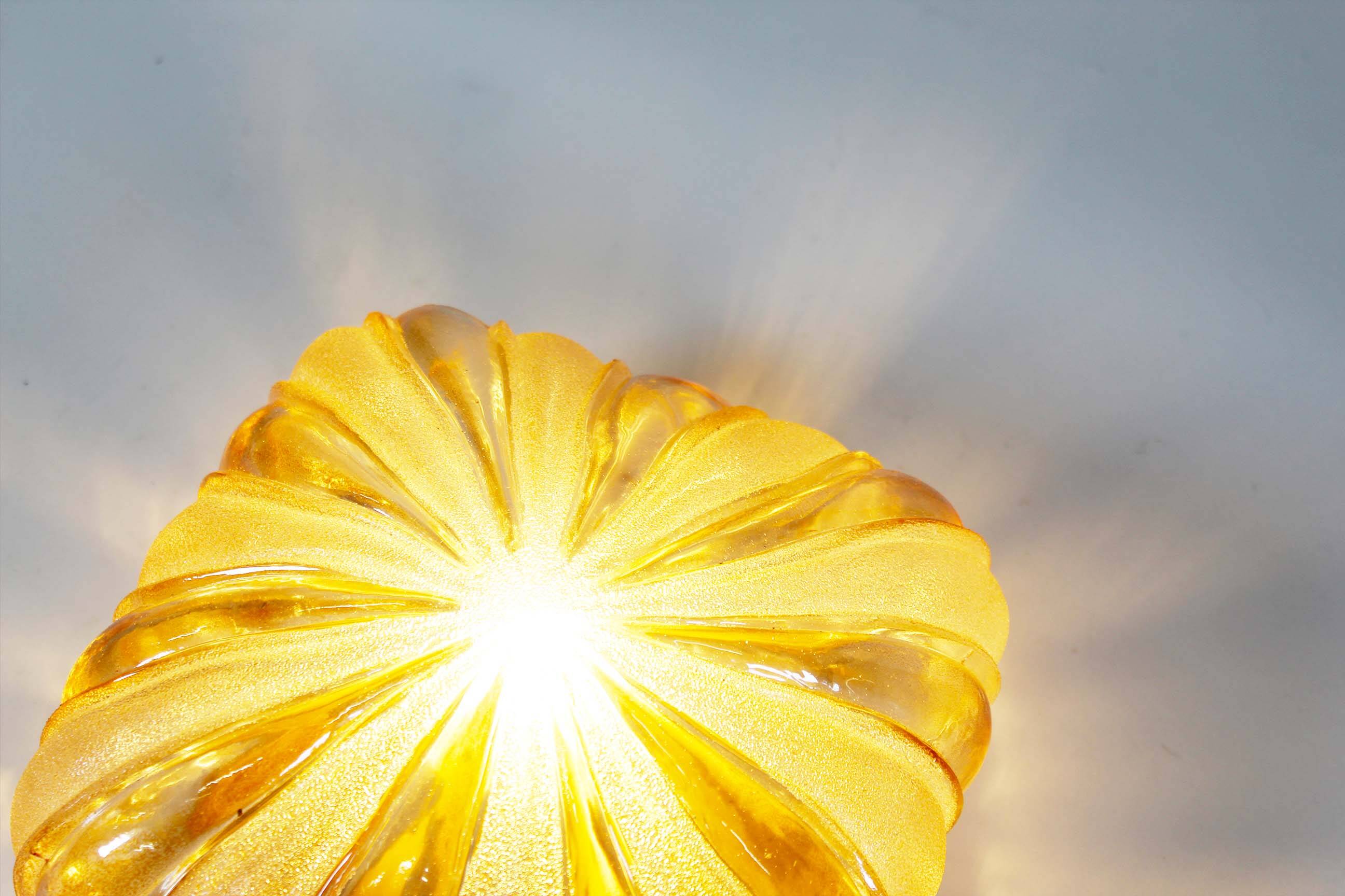Vintage amber glass wall lamp by Wila Leuchten, Germany 1970's