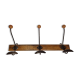 Old wall coat rack "bistrot" 1900, three hooks, 50 cm