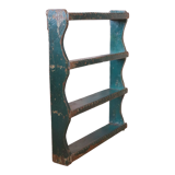Old burmese teak wall shelf original blue patina