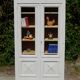 Magnificent old library/display cabinet in fir - white chalk patina.