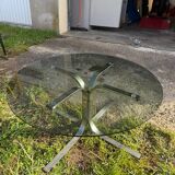 Table basse en verre fumé année 70