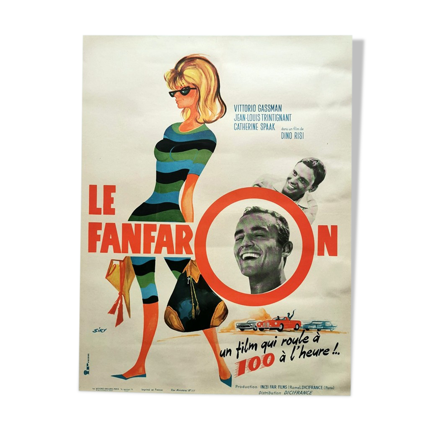 very rare original poster of 1963 in 60x80 cm The braggart Dino Risi