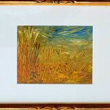 Painting – Oil on paper framed under glass – Semi-abstract landscape 1920