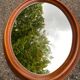 Vintage oval mirror in solid wood 1960 60x48cm