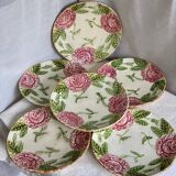 Set of 6 pink flower slip plates