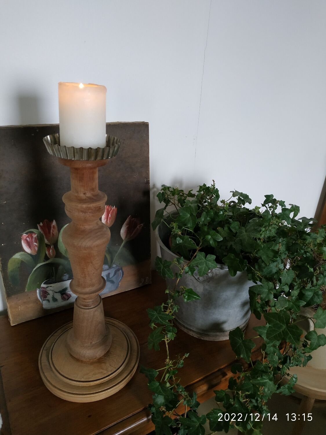 Wooden candle holder