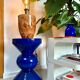 Ceramic lamp with walnut magnifying effect, Italian 1970s inspiration.