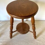 Vintage wooden tripod stool 2 trays