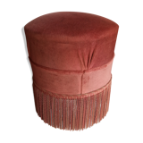 Pouf en velours vieux rose
